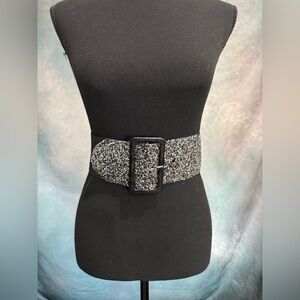 bebe Black and Silver Glitter Belt